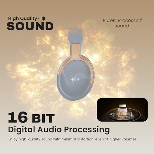 Image of EVM EnSonic Over Ear Wireless Headphones | Bluetooth 5.3+EDR | 40mm Drivers | Deep Bass Sound | 40H Playtime | HD Mic | Foldable Design | AUX Support, Lightweight | 1 Year Warranty (EVM-WHF-01-Grey)