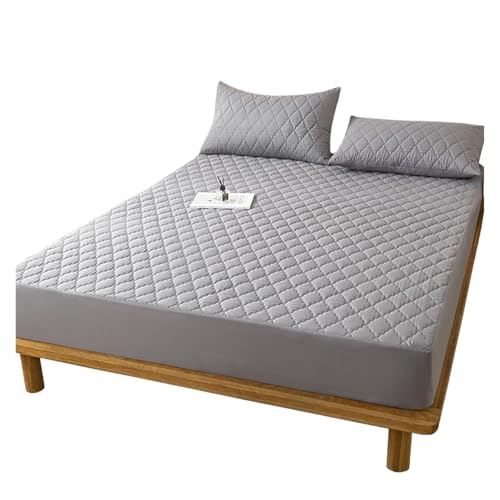 Protège-matelas imperméable 90x200x30 cm gris drap-housse en coton