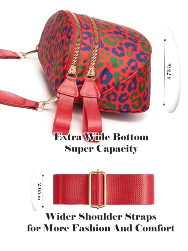 Image of Pure Colour Crossbody Bag Bum Bag for Women,Spacious Purse Fanny Packs Belt Bag,Oversized Bum Bag (Blue Green Leopard Bum Bag)