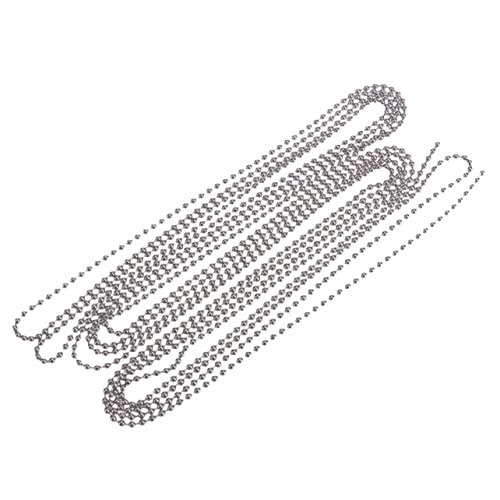Beatifufu Adjustable Length Beaded Ball Chain 3m 10 Stainless Steel Connectors Black/Silver