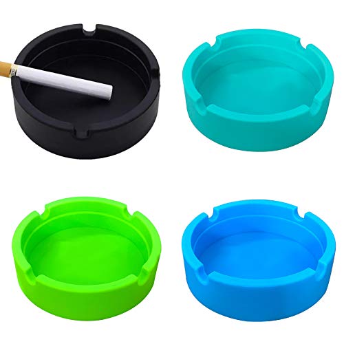 Cendrier rond en caoutchouc cendrier portable écologique cendrier en silicone rond portable portable cendrier rond en silicone haute température pour bureau à domicile cendrier 4 pièces 4 couleurs