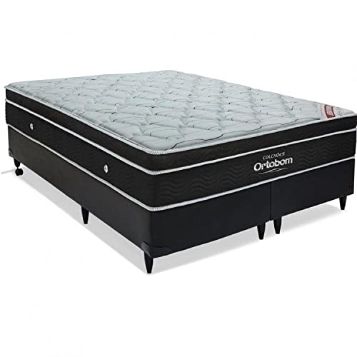 Cama Box King Ortobom Elegant Superpocket Super Ortobom Preto/Branco