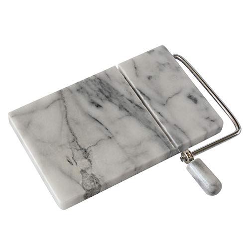 Tabla de queso con hilo de mármol blanco italiano blanco mármol queso cortador de alambre 20 cm Cover