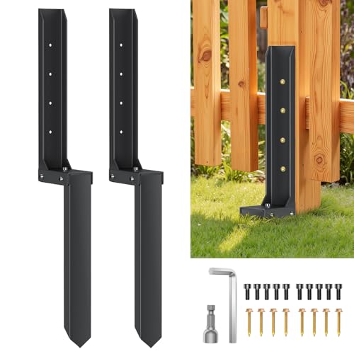 PGGP 2PCS Fence Post Repair Kit H-Shaped Anchor Spike for Tilted Wood Post