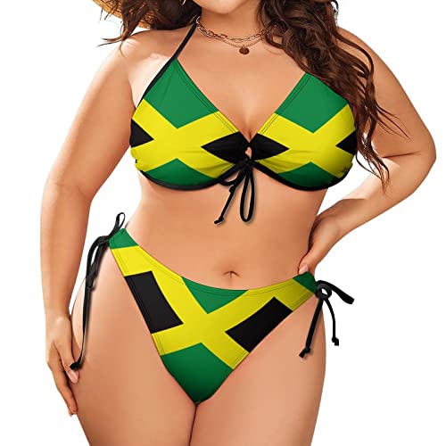 Jamaican Flag Pattern Women's Bikini Set Sexy Plus Size 2 Piece Triangle Swimsuits Swimwear Bathing Suits