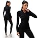 Witkey Women Quarter Zip Pullover Fleece Long Sleeve Workout Tops, Thermal Shirt Warm Cold Weather Athletic Running Golf Clothes Moisture Wicking (Black/Large)