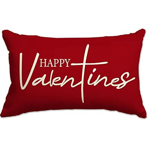 JXZYGMD Valentines Day Pillow Covers 12x20 Happy Valentines Pink Heart Love Pattern Throw Pillow Cover Decorations for Sofa Home Decor Cover