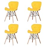 sillas de comedor estilo retro Materiales principales: tela de piel sintética de alta calidad con líneas, cojín de esponja de rebote de alta densidad, cómodo asiento, buena transpirabilidad, fácil de limpiar, respetuoso con el medio ambiente y duradero. Cubierto de agradable tacto y transpirable y suave para uso a largo plazo en cualquier temporada.