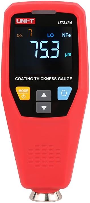 UNI-T Uni-trend Paint Thickness Teste UT343D UT343A UT343E Digital Coating Gauge Meter Cars Paint Thickness Teste Metal Detector FE/NFE Measurement with USB Data(UT343A)