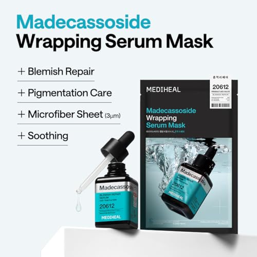 Image of MEDIHEAL Wrapping Serum Mask [Madecassoside] Blemish Repair - Intensive Calming & Repair Care with 98% Pure Madecassoside & CICA Complex - Helps Calm Skin's Blemish Spots (10 Sheets)