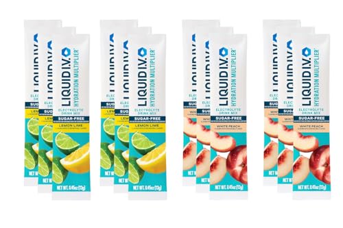 Sugar-Free Liquid Hydration Multiplier Variety Pack | 12 Single-Serve Sticks | White Peach & Lemon Lime | Non-GMO