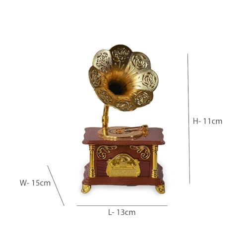 Image of AUGEN Exclusive Music Box Musical 360 rotatable Carousel Children's Wooden Men and Women Birthday Creative Christmas Valentine's Day Gift Home Decoration (Gramophone C)