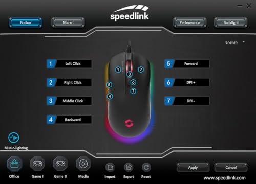 TAUROX Gaming Mouse - Mouse da gaming con cavo, illuminazione LED multicolore, connessione USB, mouse per PC cablato con 5 tasti, due interruttori DPI fino a 7.200 dpi, cavo rivestito, nero - Mouse gaming - Immagine 6