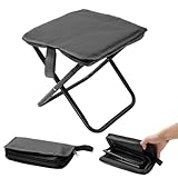 Piuluvor® Camping Hocker Tragbarer Klapphocker Campinghocker Faltbar, Mini Hocker Klappbar mit Aufbewahrungsbeutel, Leicht Falthocker für Angeln, Grillen, Strand, Garten, Reisen (Schwarz)