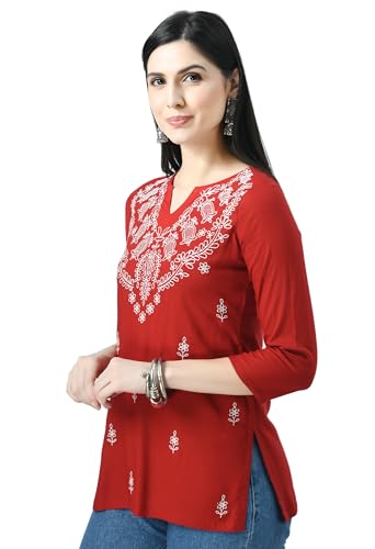 Image of QAZMI Women's Cotton Straight Embroidered Kurti