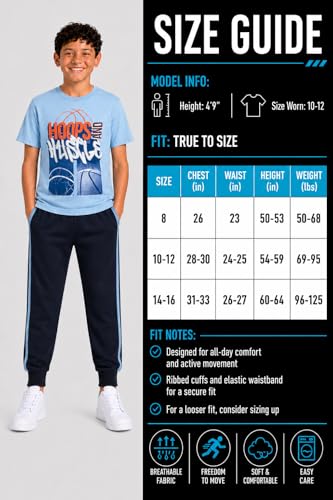 Image of Pro Athlete Boys Pants Set - 3 Piece Active Short Sleeve Graphic Tees Athletic Shorts and Jogger Sweatpants for Boys