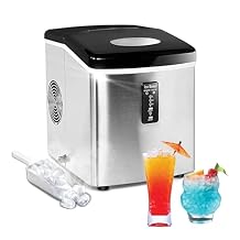 Countertop Ice Maker Machine, Chewable Bullet Small Portable Ice Machine for Home Office Bar Party, 33 Lbs, Stainless Steel & Black