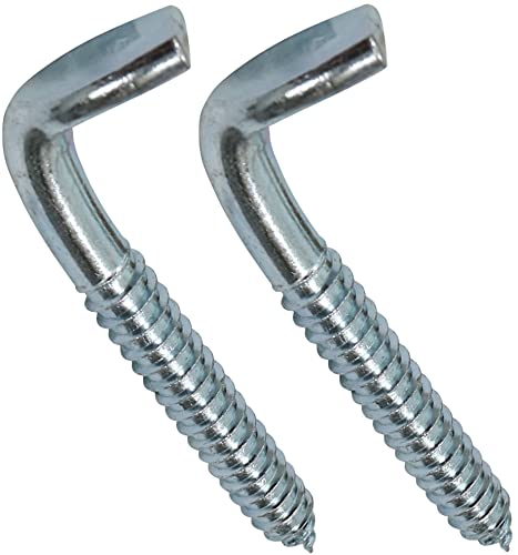 AERZETIX - C44753 - Juego de 2 - Tornillo roscado para madera - gancho en forma de L - escarpia para atornillar - Ø10x80mm - acero galvanizado - metal - bricolaje - renovación