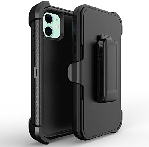Bisbkrar Defender Case for iPhone 11 6.1 Inch Case,[Military Grade] 3 in 1 Shockproof Rugged Protective, Heavy Duty Bumper Phone Cover (with Black Belt Clip) (Black)