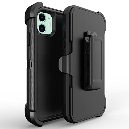 Bisbkrar Defender Case For Iphone 11 6.1 Inch Case,[Military Grade] 3 In 1 Shockproof Rugged Protective, Heavy Duty Bumper Phone Cover (With Black Belt Clip) (Black) #TOP5