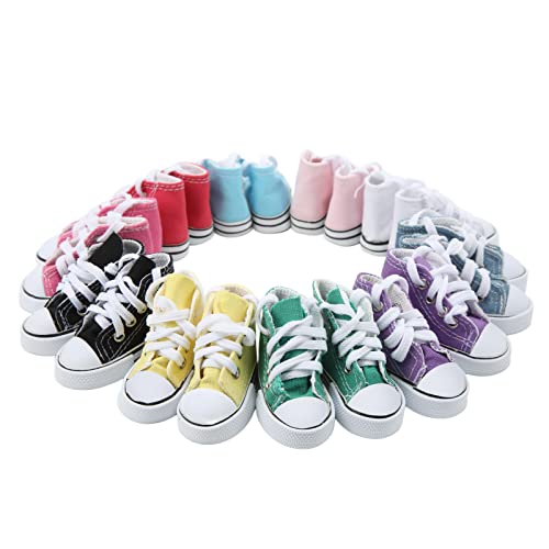 1/3 Puppen-Leinwandschuhe, 7,6 Cm Lang, Kunststoff-Gummi-Leinen-Plimsolls, Puppenschuhe, Espadrilles, Salon, Sortiert, 1 3 Farben, 10 Paar