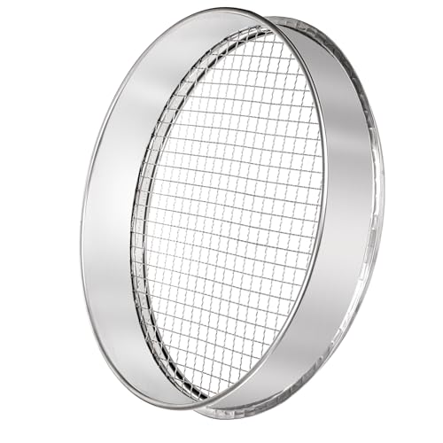 Suwimut Soil Sifter for Gardening, 12 Inch Large Stainless Steel Soil Sieve with 0.39 Inch Mesh, Garden Sifting Screen for Dirt, Sand, Rock, Filtration, Compost and Bonsai