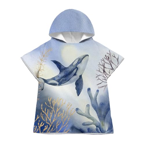 LOMTRATS Quick-drying Surf Poncho, Changing Towel, Bathrobe, Sports Towels for Swimmers,Hoodie for Kids,Swimming,Beach,Surfing,Diving,Bathing（Kid-M）
