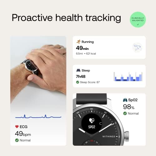 Withings ScanWatch Hybrid Smartwatch z EKG, czujnikiem tętna i oksymetrem