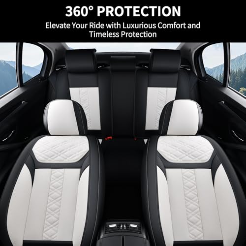 Image of FLORICH Seat Covers, Atomutive Car Seat Covers Full Sets, Waterproof Seat Cover for Cars, Luxury Leather Universal Seat Cover Accessories Fit for Most Cars SUV Truck Sedans(White)