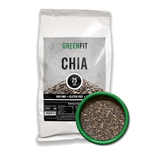 Greenfit Premium Bulk Chia Seeds (25Lbs Bag) | A+ Grade Chia | Nutrient-Packed Superfood | Non-GMO | Gluten-Free Chia Seeds Bulk | Vegan