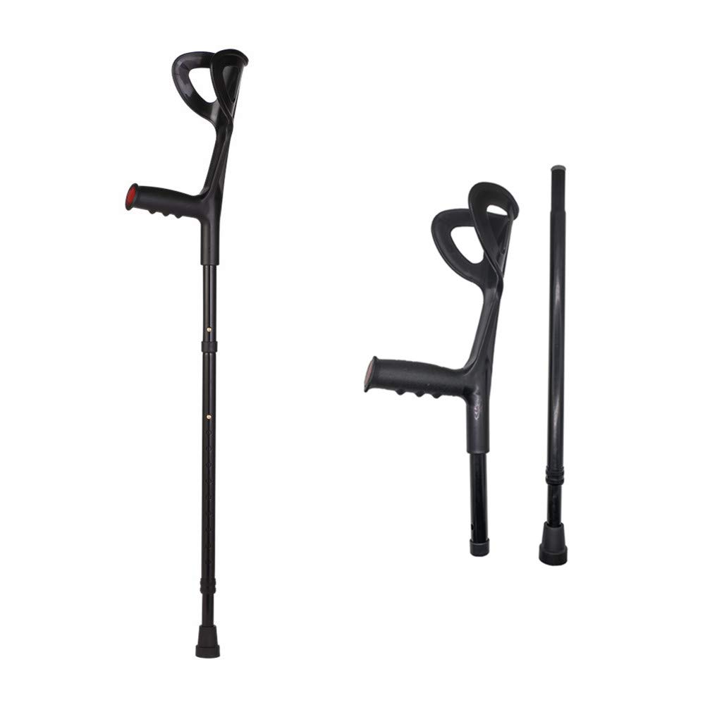 Lightweight Foldable Forearm Crutch, Aluminum Walking Stick,Height Adjustable, Ergonomic Handle with Comfortable Grip 2ZG-02BM (Black) — Amazon image 3