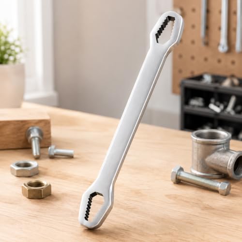 LsFind 8-24mm Universal Double-Ended Wrench Self-Tightening Torx Wrench Adjustable Spanner Tool for Auto, Plumbing, Bicycle & Home Repair (Silver)