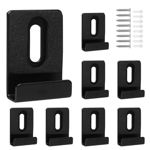 Image of 8 Packs Metal Mirror Holder Clips Attachment, 1 /4 inch Heavy Duty Mirror Hanging kit with Screws for Billboard Display(Black,with Rubber Pads)