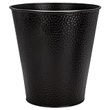 Brookstone Waste Basket Trash Can – Metal Modern Garbage Can and Decorative Waste Basket for Bathroom, Bedroom, or Office, Small Trash Can Black with 2 Gallon Capacity