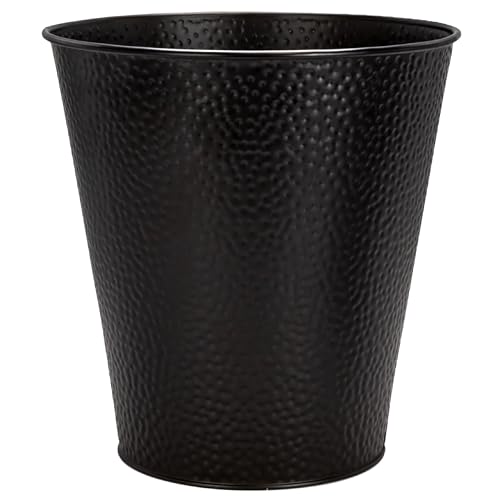 Image of Brookstone Waste Basket Trash Can - Metal Modern Garbage Can and Decorative Waste Basket for Bathroom, Bedroom, or Office, Small Trash Can Black with 2 Gallon Capacity