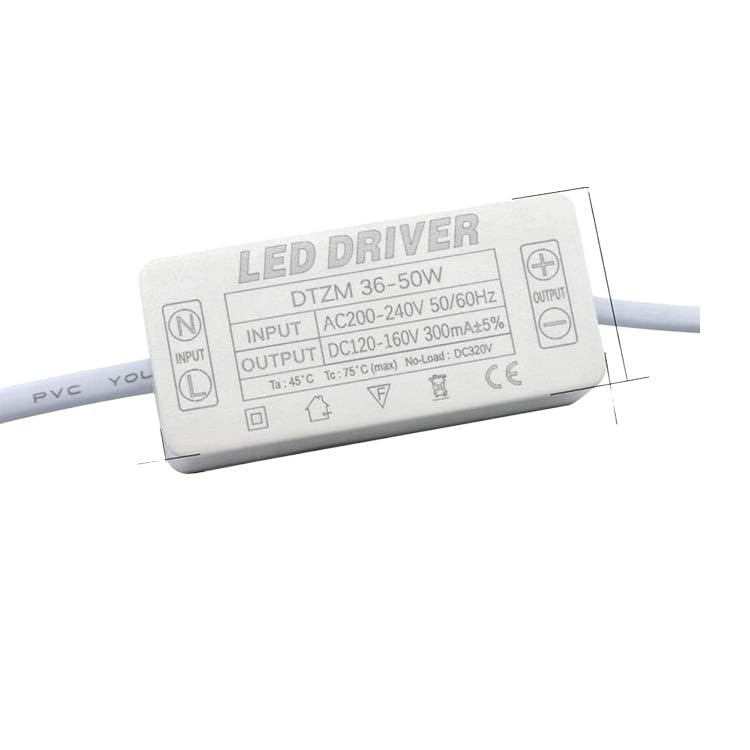 BIANMTSW 5pc LED Drivers 300mA 8-25W 18-36W 36-50W LED Power Supply Adapter Unit with Cable AC 200-240V Lighting For LED Lights (36-50W DC120-160V)