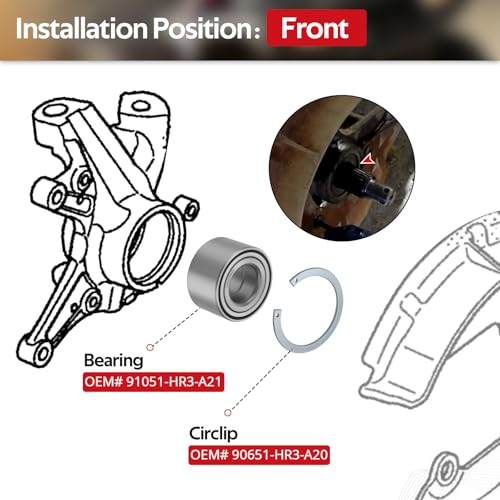 Image of 91051-HR3-A21 90651-HR3-A20 Front Wheel Bearing Set Compatible with Honda Rancher 420 Rubicon 500 520 2014-2024 Foreman 500 520 2014-2024