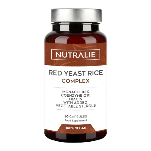 Levadura de Arroz Rojo 2,9mg - Monacolina K + Q10 + Vit C E - Reduce el Colesterol - Levadura de Arroz Rojo Colesterol Cápsulas Naturales - Red Yeast Rice 30 Cápsulas Veganas Nutralie