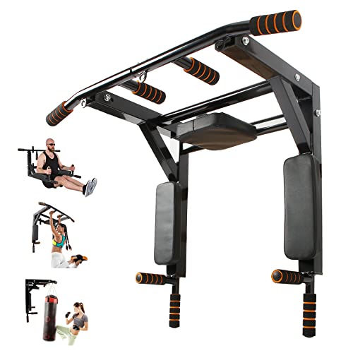 Leogreen Barre de Traction Fixation murale Dip Station, Fitness Fixation Murale Support, pour TRX, Sac de Boxe, élingues Poignées Antidérapantes, Max 200 kg, 95 x 73 x 47cm