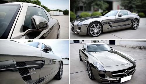 Image of LZLRUN 1FT x 5FT Chrome Mirror Vinyl Wrap Adhesive Car Sticker Decal Film (Gray, 1.64FT x 5FT)
