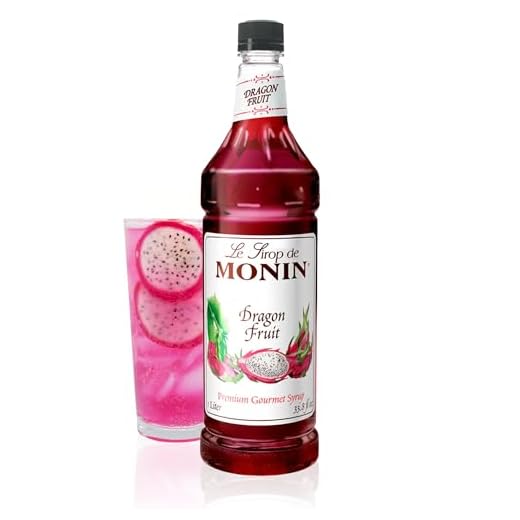 Monin - Dragon Fruit Syrup, Kiwi & Pear Flavor, Great for Cocktails, Sodas, Teas, & Culinary Creations, Vegan, Non-GMO, Gluten-Free (1 Liter)