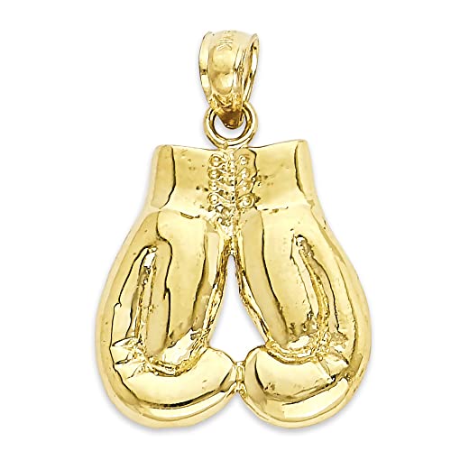 Solid 10k Gold Boxing Gloves Pendant for Necklace Fighter Jewelry Golden Gloves Charm Gifts for Him or Her