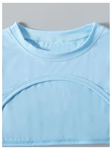 Girl's Cute 2 Piece Outfits Plaid Cami Dress with Short Sleeve Crop Top Summer Sets3