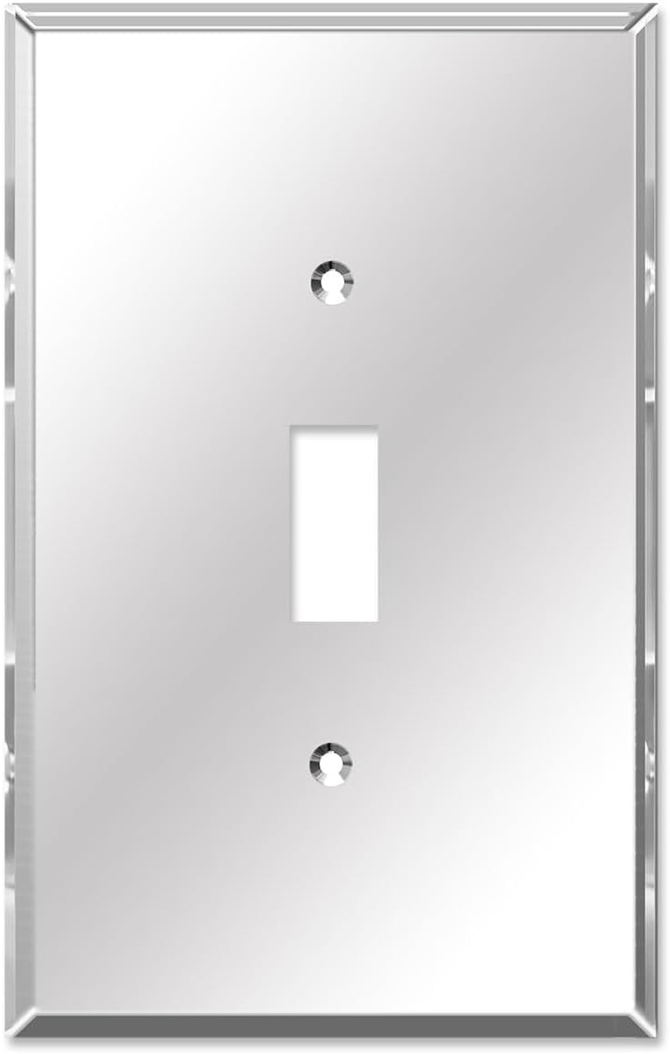 Art Plates - OVERSIZED Mirror Blank Wall Plate - 1 Gang Oversize Acrylic Mirror Light Switch Plate - 5.25" x 3.40" - Jumbo Wall Plate - Electrical Box Blank Cover - Reflective Mirrored Switch Plate