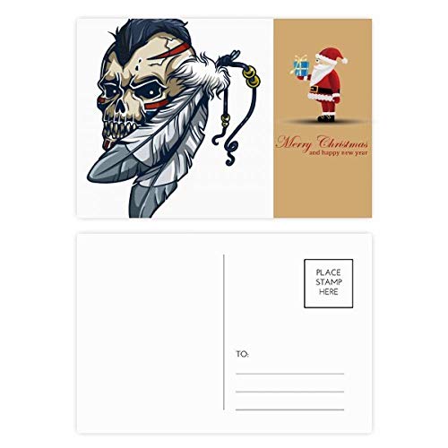 Cartes postales indiennes à plumes squelette pour vos correspondances de Noël