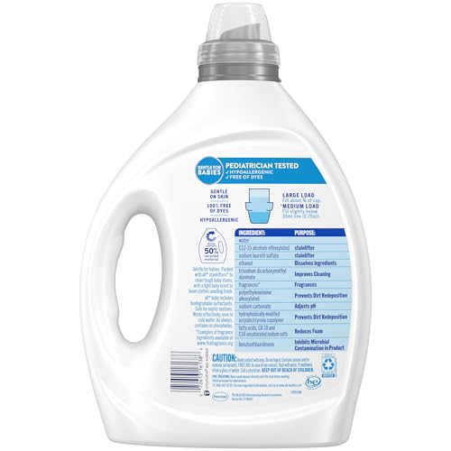 all Baby, Gentle for Baby, Liquid Laundry Detergent, Hypoallergenic for Sensitive Skin, Concentrated, 75oz, 100 Loads