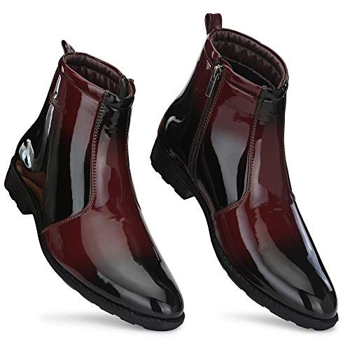 Image of Vellinto Royal Look Shoes for Men ll Casual Shoes for Men ll Patent Leather Zip /Chain Boots for Men