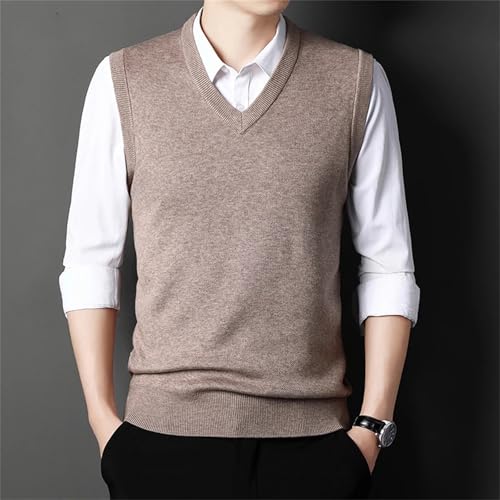 Men's Sleeveless Sweater Vest Solid Color Lightweight V-Neck Cotton Vest Pullover Casual Warm Top3