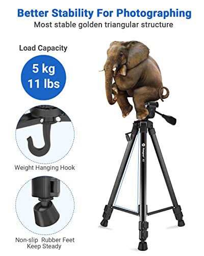Fotopro Tripod For Camera, 61" Compact Portable Lightweight Phone Tripod, Travel Tripod And Phone Mount, Aluminium Video Camera Stand Tripod For Iphone Dslr Canon Nikon Recording #TOP2