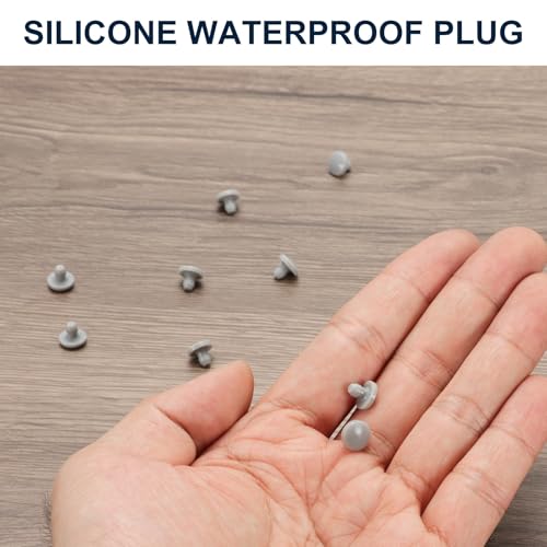 Image of uxcell 10pcs Hole Plug 1 /8 Inch (3.4mm) Button Plugs Fit for 2.5-3mm Hole, Snap in Locking Hole Tube Plug Gel Tube Waterproof Plug Tube Plug, Grey